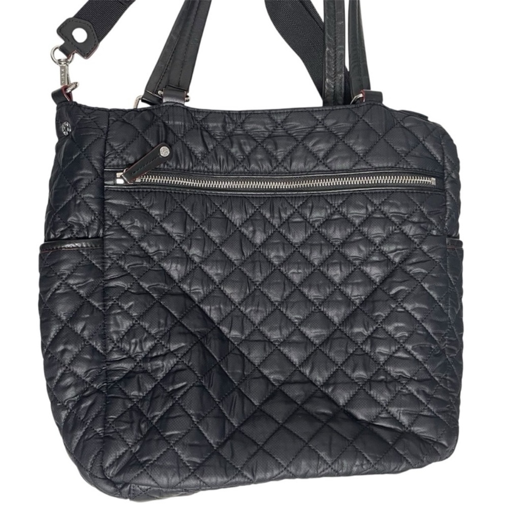 MZ WALLACE Medium Crosby Quilted Nylon Black Crossbody Magazine Tote Purse Bag - Picture 3 of 9